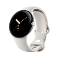 Google Pixel Watch WiFi 41mm Polished Silver Case with Sport Band - Chalk